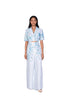 Sky Blue wallpaper handpainted Sheer-Back Top and Pants